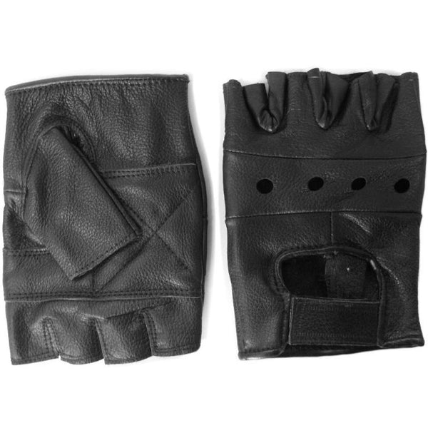 Fingerless leather biker gloves online